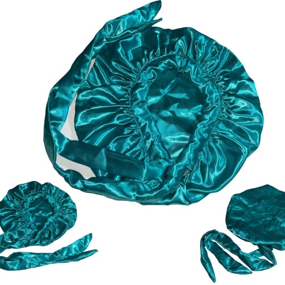 Teal Satin Hair Bonnet - Picture 1 of 1